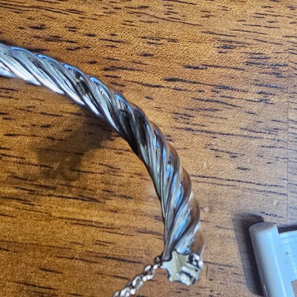 Sterling silver rope chain hinged bracelet - Picture 5 of 7